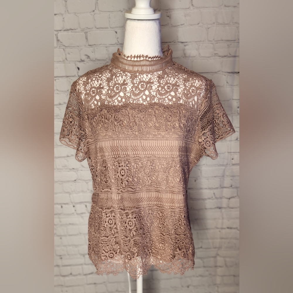 Willow and Clay Lace Short sleeve turtleneck